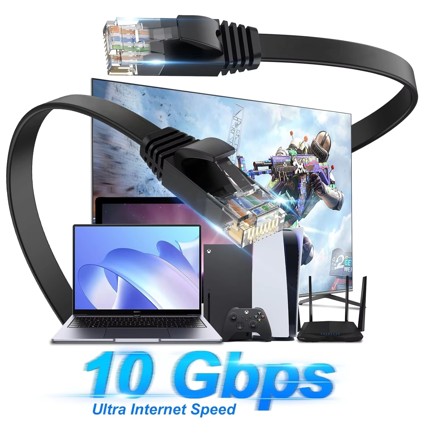 Cat 6 Ethernet Düz Kablo, Dış  - Gaming Accessories Stand incelemesi ve fiyatı
